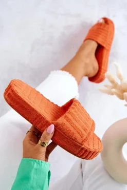 Klapki Papcie Na Platformie Pomarańczowe Lilly