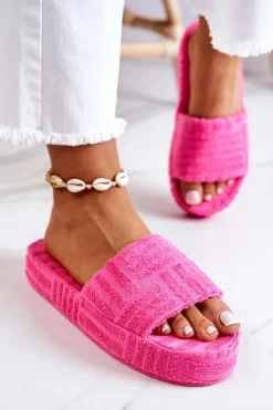 Klapki Papcie Na Platformie Różowe Lilly