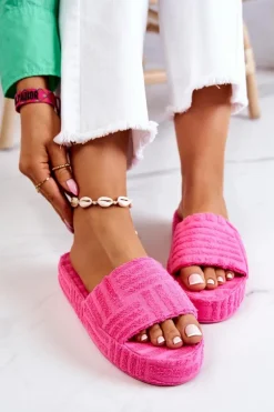 Klapki Papcie Na Platformie Różowe Lilly