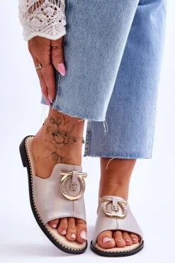 Klapki Skórzane Comfort Shoes S.Barski KV-2775-32 Nude