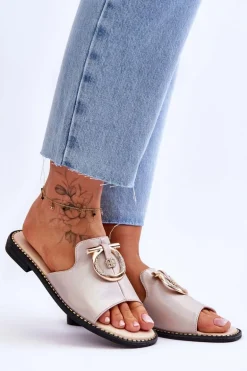 Klapki Skórzane Comfort Shoes S.Barski KV-2775-32 Nude