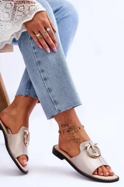 Klapki Skórzane Comfort Shoes S.Barski KV-2775-32 Nude