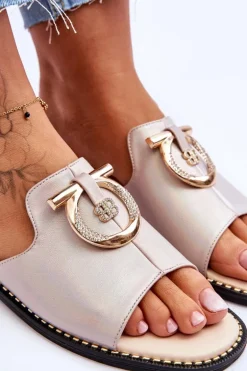 Klapki Skórzane Comfort Shoes S.Barski KV-2775-32 Nude