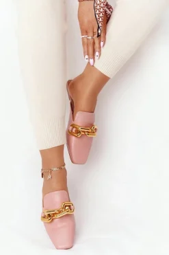 Klapki Z Cholewką I Łańcuchem Różowe Call On Me