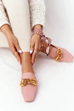 Klapki Z Cholewką I Łańcuchem Różowe Call On Me