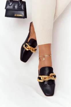 Klapki Z Cholewką I Łańcuchem Czarne Call On Me