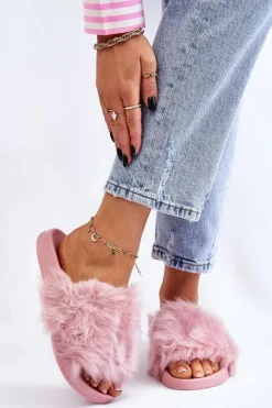 Klapki Z Futerkiem Gumowe Jasnofioletowe Allyson