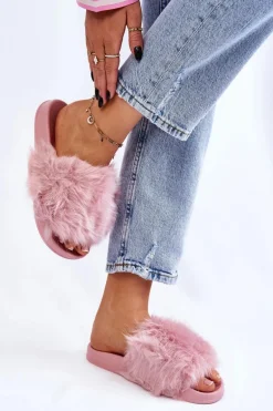 Klapki Z Futerkiem Gumowe Jasnofioletowe Allyson