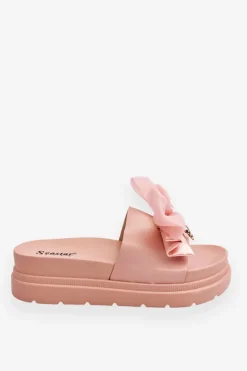Klapki Z Kokardą I Ozdobnym Misiem Jasnoróżowe Suzy