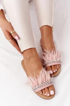 Klapki Z Piórami Lu Boo Różowe