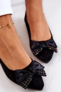 Klasyczne Baleriny Kokarda Czarne Grayson