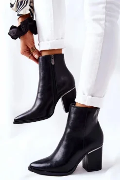 Klasyczne Botki Na Obcasie Czarne Airah