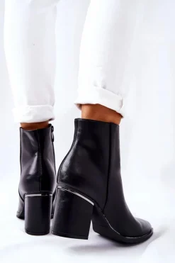 Klasyczne Botki Na Obcasie Czarne Airah