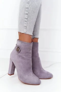 Klasyczne Botki Na Słupku Lu Boo Szare