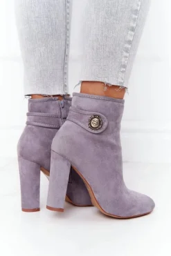 Klasyczne Botki Na Słupku Lu Boo Szare