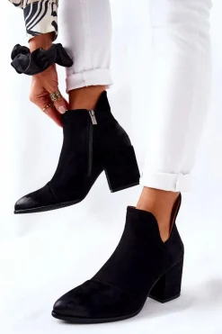 Klasyczne Botki Na Suwak Czarne Veriane
