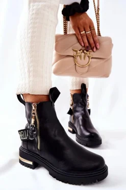 Klasyczne Botki Z Paskiem Czarne Lorie