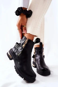 Klasyczne Botki Z Paskiem Czarne Lorie