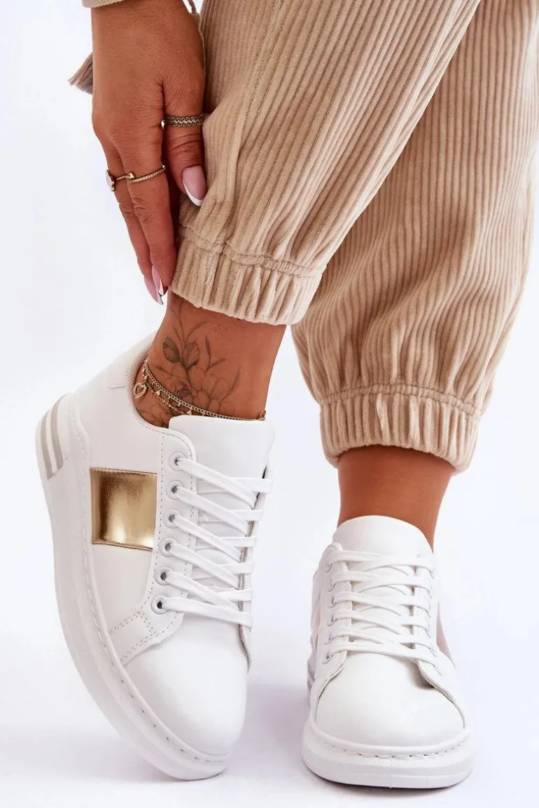 Klasyczne Buty Sportowe Biało-Złote Follow Me