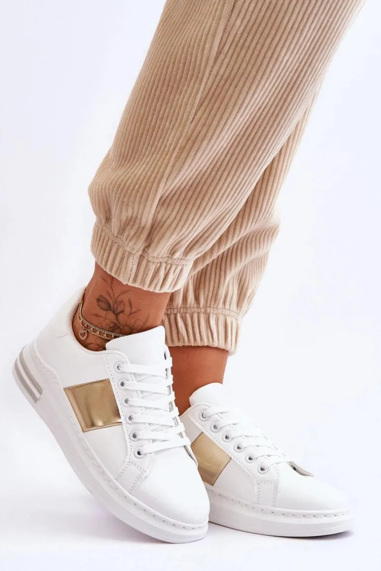 Klasyczne Buty Sportowe Biało-Złote Follow Me