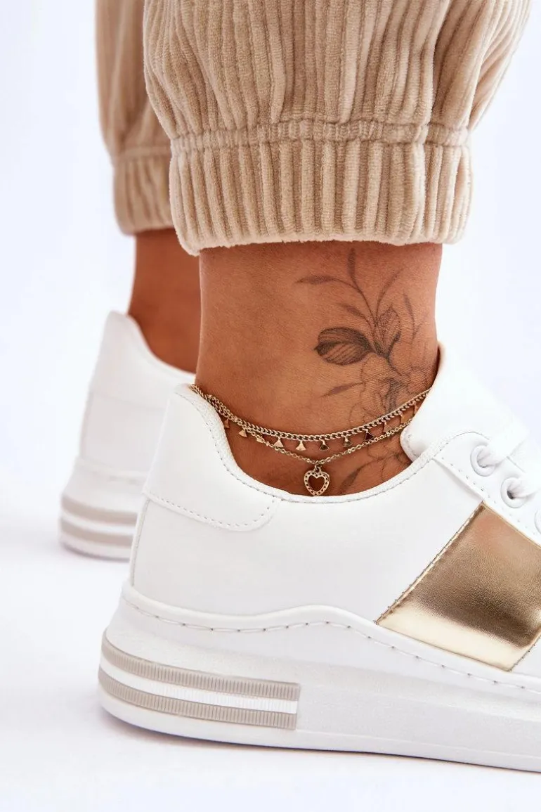 Klasyczne Buty Sportowe Biało-Złote Follow Me