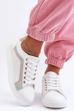 Klasyczne Buty Sportowe Damskie Biało-Różowe Amaranti