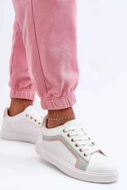 Klasyczne Buty Sportowe Damskie Biało-Różowe Amaranti