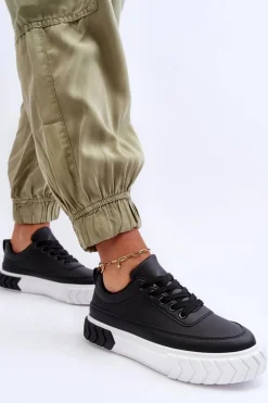 Klasyczne Buty Sportowe Na Platformie Czarno-Białe Nannzie