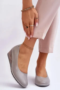 Klasyczne Czółenka Na Koturnie Szare Graysen