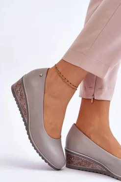 Klasyczne Czółenka Na Koturnie Szare Graysen