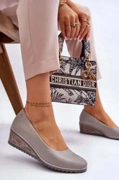 Klasyczne Czółenka Na Koturnie Szare Graysen