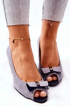 Klasyczne Czółenka Na Koturnie Monnari 0500-M12 Szare