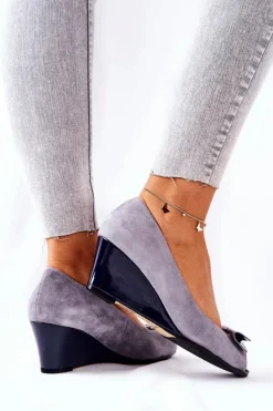 Klasyczne Czółenka Na Koturnie Monnari 0500-M12 Szare