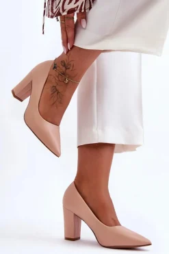 Klasyczne Czółenka Na Słupku Nude Odessa