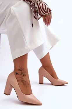 Klasyczne Czółenka Na Słupku Nude Odessa