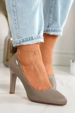 Klasyczne Czółenka Na Słupku Cappuccino Eliana