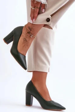 Klasyczne Czółenka Na Słupku Ciemnozielone Odessa