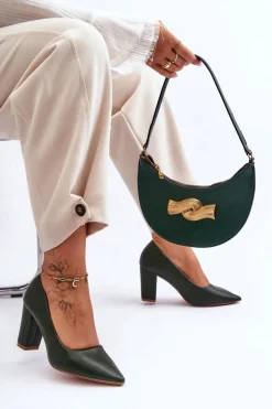 Klasyczne Czółenka Na Słupku Ciemnozielone Odessa