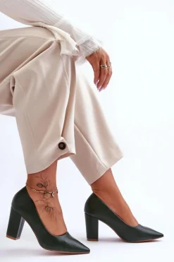 Klasyczne Czółenka Na Słupku Ciemnozielone Odessa