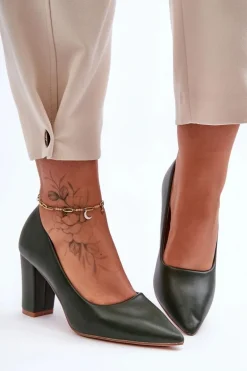 Klasyczne Czółenka Na Słupku Ciemnozielone Odessa