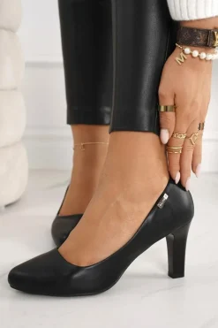 Klasyczne Czółenka Na Słupku Czarne Eleanor