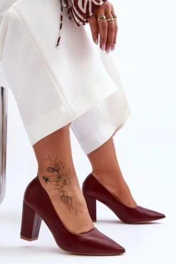 Klasyczne Czółenka Na Słupku Bordowe Odessa