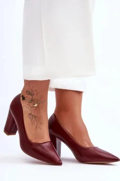 Klasyczne Czółenka Na Słupku Bordowe Odessa