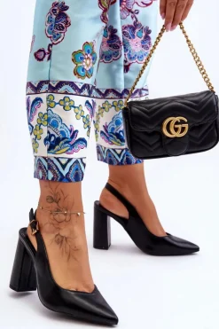 Klasyczne Czółenka W Szpic Na Słupku Czarne My Love