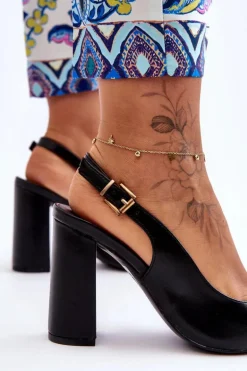 Klasyczne Czółenka W Szpic Na Słupku Czarne My Love