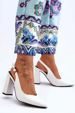 Klasyczne Czółenka W Szpic Na Słupku Białe My Love