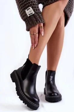 Klasyczne Damskie Botki Sztyblety Na Suwak Czarne Atelio