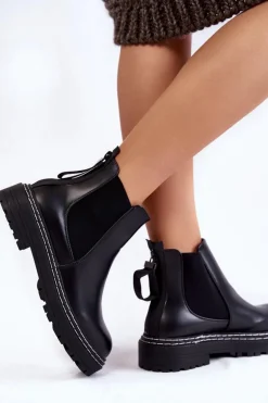 Klasyczne Damskie Botki Sztyblety Na Suwak Czarne Atelio