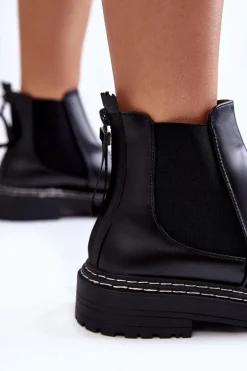 Klasyczne Damskie Botki Sztyblety Na Suwak Czarne Atelio