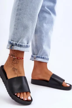 Klasyczne Damskie Klapki Czarne Rolien